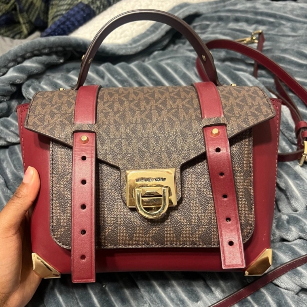 Michael Kors Burgundy and Brown Satchel